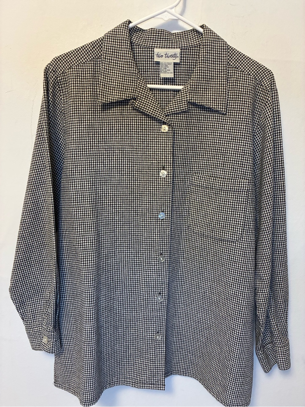 Vintage Twenty Black and White Micro-Check Button-Down Shirt